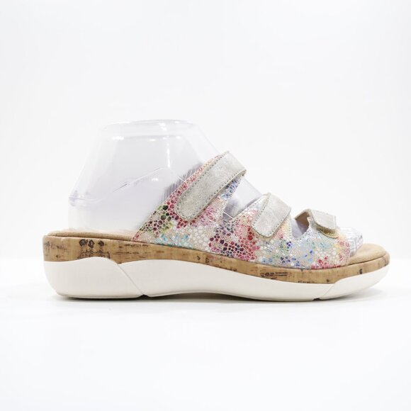 Remonte Multicolor Leather 1.5" Mini Wedge Adjustable Slide Sandals - 7/EU 38 - Picture 3 of 7